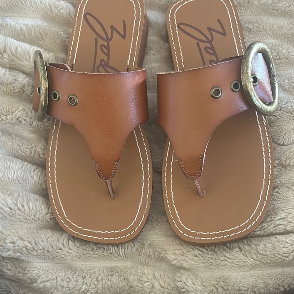Zodiac Brown Sandals with Leather Upper and Stud Accents